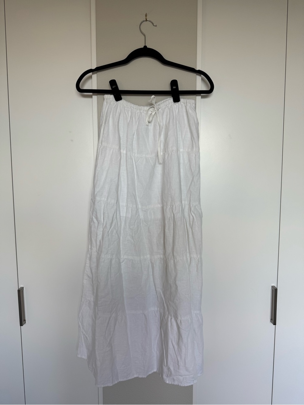Cotton On Haven White Tiered Maxi Skirt with Drawstring Waist